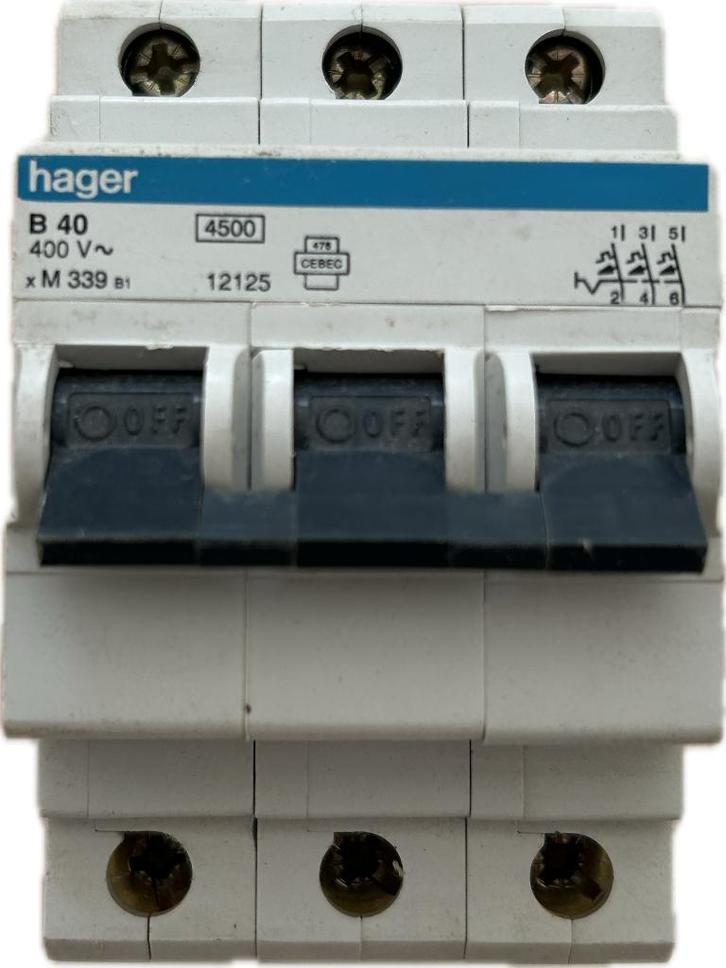 HAGER B40 stroomonderbreker, Doe-het-zelf en Bouw, Elektriciteit en Kabels, Gebruikt, Overige typen, Ophalen of Verzenden