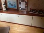 Houten dressoir met witte schuifdeuren, Ophalen, Gebruikt, 200 cm of meer, 25 tot 50 cm