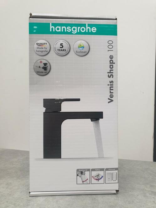 Hansgrohe Vernis Shape matzwarte wastafelmengkraan - Nieuw, Doe-het-zelf en Bouw, Sanitair, Nieuw, Wastafel, Ophalen of Verzenden