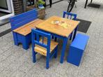 Tafel en stoelen en  bankje voor kleuters, Kinderen en Baby's, Kinderkamer | Tafels en Stoelen, Ophalen, Gebruikt, Tafel(s) en Stoel(en)