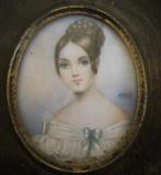 Portrait miniature ancien peint à la main d'une dame /12, Enlèvement ou Envoi