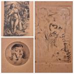 antieke kleine tekeningen, Antiek en Kunst, Kunst | Tekeningen en Fotografie, Ophalen