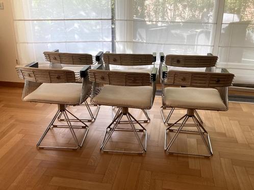 6 Vintage Rudy Verhelst stoelen, Huis en Inrichting, Stoelen, Gebruikt, Vijf, Zes of meer stoelen, Hout, Metaal, Stof, Ophalen