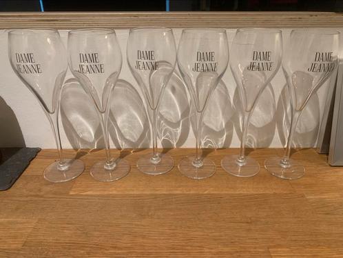 Set van 6 fluitglazen „Dame Jeanne”., Verzamelen, Glas en Drinkglazen, Zo goed als nieuw, Ophalen