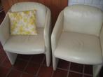 2 lederen vintage zetels Jos Geerebaert, Huis en Inrichting, Fauteuils, Minder dan 75 cm, Gebruikt, Leer, 50 tot 75 cm