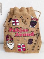 Decoratieve Sinterklaas mini jutezak Pakjesavond – 20cm, Verzenden