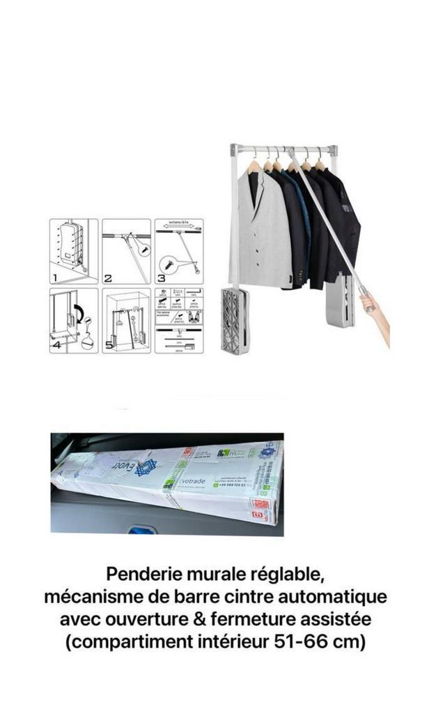 Penderie murale réglable (compartiment intérieur 51-66 cm), Huis en Inrichting, Kasten | Kleerkasten, Ophalen