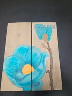 Bleu flower op steigerhout., Ophalen