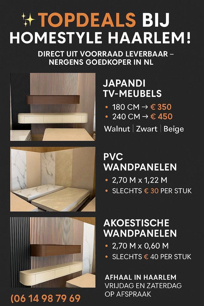 Japandi TV-meubels • PVC wandpanelen • Akoestische panelen, Tickets en Kaartjes, Kortingen en Cadeaubonnen