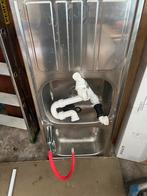 Evier double bac en inox plus mitigeur flexible, Huis en Inrichting, Keuken | Keukenelementen, Ophalen, Gebruikt, Rood, 50 tot 100 cm