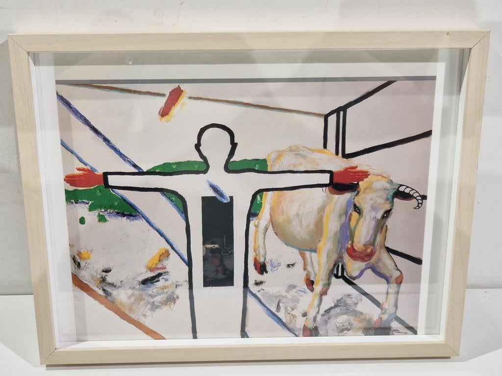 Roger Raveel print  . In houten kader 42 x 32 cm, Ophalen of Verzenden