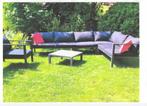 Loungeset beige/zwart 7 tot 8 personen, Tuin en Terras, Tuinsets en Loungesets, Tuinset, 8 zitplaatsen, Kunststof, Zo goed als nieuw