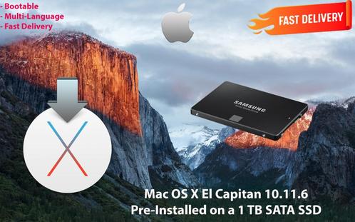 Mac OS X El Capitan 10.11.6 VoorGeïnstalleerde SSD van 1 TB, Computers en Software, Besturingssoftware, Nieuw, MacOS, Verzenden