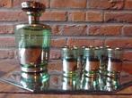 Likeurset in groen glas, Antiek en Kunst, Antiek | Glaswerk en Kristal, Ophalen