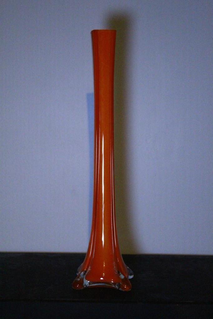 Oranje soliflora in Murano-stijl, vintage jaren 60 en 70., Antiek en Kunst, Antiek | Glaswerk en Kristal, Ophalen of Verzenden