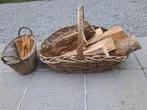 1 houtmand en 1 houtmand met vuurstarter, Huis en Inrichting, Ophalen, Zo goed als nieuw, Houthaard