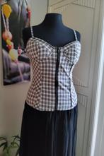 Top in ruiten motief Pommelien Thijs stijl en rok Costes, Zwart, Nieuw, Ophalen of Verzenden, Zonder mouw