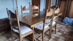 Massieve kloostertafel met zes stoelen, Ophalen, Gebruikt, Eikenhout, 50 tot 100 cm
