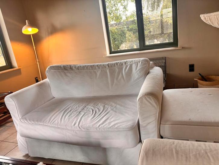 Zetel en poef, Huis en Inrichting, Zetels | Zetels en Chaises Longues, Zo goed als nieuw, Ophalen