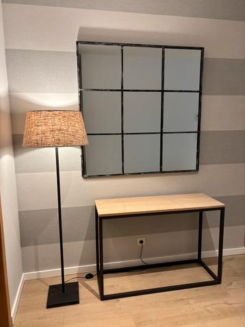Console de table noire en métal et bois, 100 à 150 cm, 25 à 50 cm, Métal, Landelijk strak design