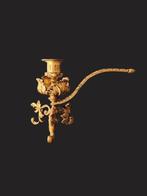 Antiek Vergulde Bronzen Kamer Kandelaar Met Acanthusbladeren, Ophalen of Verzenden, Koper of Brons