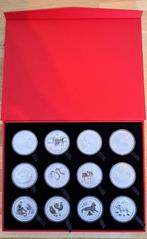 Perth Mint Lunar 2 set + doos 1oz zilver 2008 - 2019, Setje, Zilver, Ophalen of Verzenden
