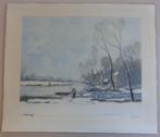 ALBERT SAVERYS / WINTERS LEIEZICHT / KLEURLITHO / 63x74cm, Antiek en Kunst, Ophalen of Verzenden
