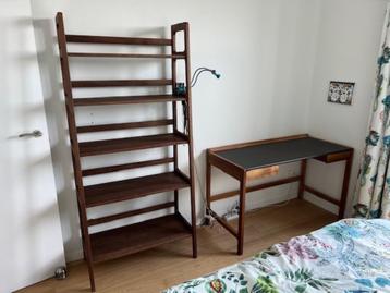bureau bois et cuir beschikbaar voor biedingen