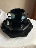 Zwart 8hoekig servies voor 2 personen, Huis en Inrichting, Keuken | Servies, Ophalen, Gebruikt, Effen, Aardewerk