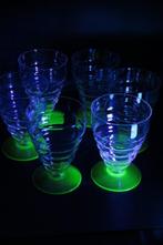 Uranium glas - Doyen - 6 waterglazen - art deco, Ophalen of Verzenden