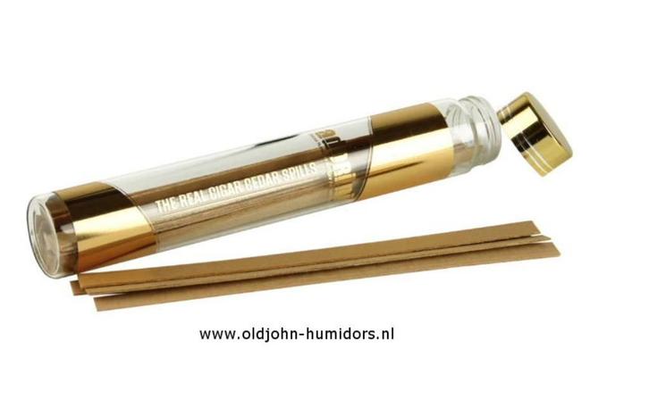 ADORINI CEDERHOUTEN AANSTEEK HOUTJES IN GLAZENKOKER BUIS aaz, Verzamelen, Rookartikelen, Aanstekers en Luciferdoosjes, Nieuw, Tabaksdoos of Verpakking