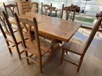Eettafel en 6 stoelen in oude den, Huis en Inrichting, Tafels | Eettafels, Ophalen, Gebruikt, Vijf personen of meer, Rechthoekig