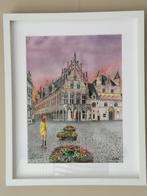 Aquarel schilderij stadhuis Mechelen, Huis en Inrichting, Ophalen, Schilderij