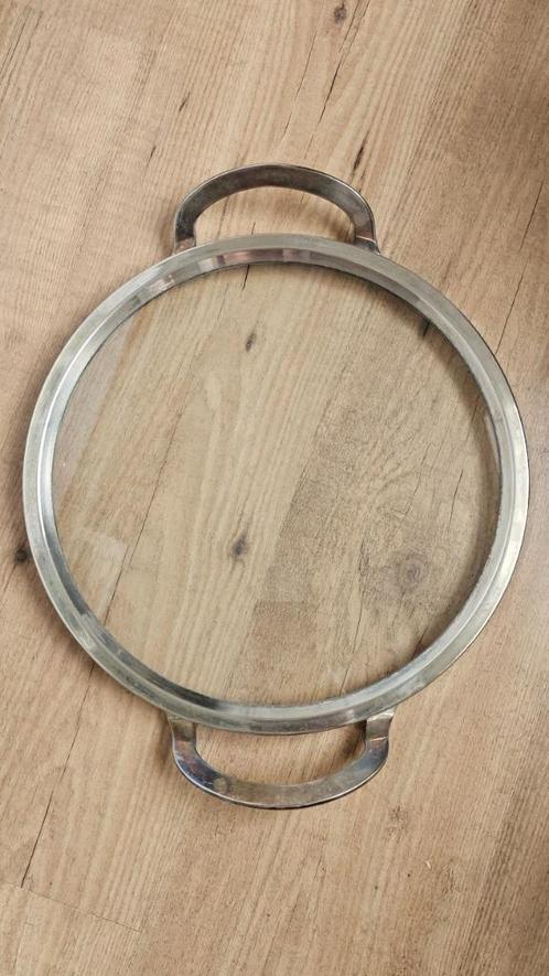 Art Deco Vintage Tablet Glas Metaal Zilveren, Antiek en Kunst, Antiek | Schalen, Ophalen