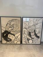 2 grote chinese antieke inkttekeningen, Antiek en Kunst, Kunst | Schilderijen | Modern, Ophalen of Verzenden