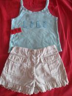 set lili gaufrette beige short en blauwe top maat 116, Meisje, Lili Gaufrette, Ophalen of Verzenden, Zo goed als nieuw
