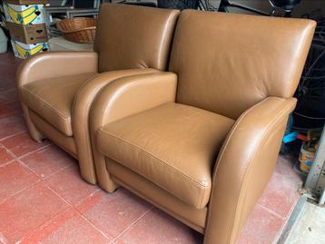 Fauteuil, camel leder, Moins de 75 cm, Klassiek, Enlèvement, Utilisé