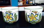 Grands pots de fleurs vintage en céramique peinte à la main, Jardin & Terrasse, Enlèvement ou Envoi