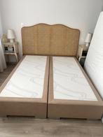 Lit boxspring 160x200, 160 cm, Comme neuf, Deux personnes, Beige