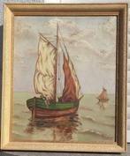 Huile sur toile marouflé marine signe pr samyn, Antiek en Kunst, Ophalen of Verzenden