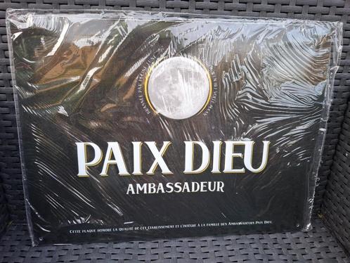 Panneau publicitaire rare Paix Dieu Ambassadeur, Collections, Marques de bière, Neuf, Panneau, Plaque ou Plaquette publicitaire