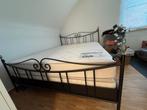 Hemelbed met matras en boxspring, Huis en Inrichting, Ophalen, Overige materialen, Gebruikt, Zwart