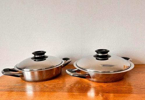 2 AMC pannen Ø 27 en Ø 30 cm OOK GESCHIKT VOOR INDUCTIE, Huis en Inrichting, Keuken | Potten en Pannen, Zo goed als nieuw, Ophalen of Verzenden