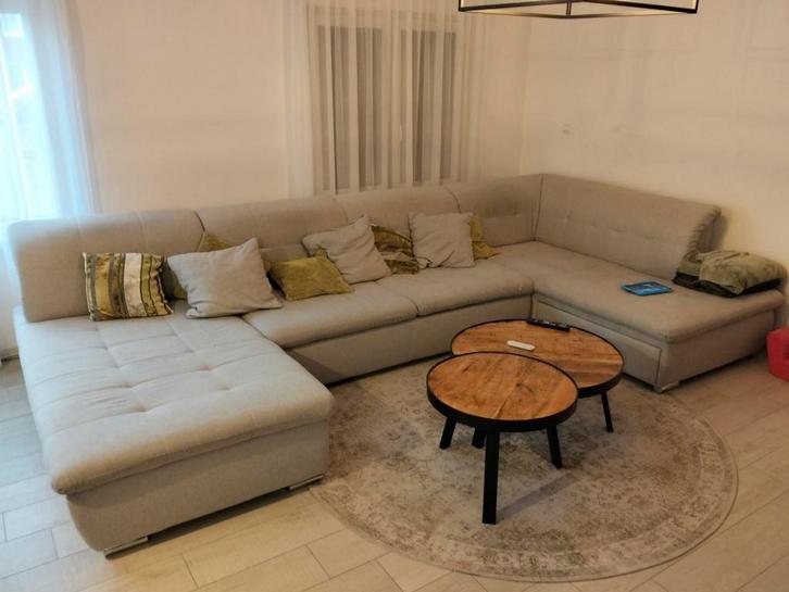 Stoffen zetel, Huis en Inrichting, Zetels | Zetels, Gebruikt, Hoekbank, Overige maten, 300 cm of meer, 75 tot 100 cm, Stof, Ophalen