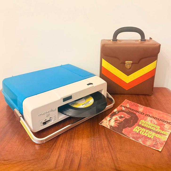 VINTAGE PLATENSPELER PLATENSLIKKER LESA MADY 2 SMURFENBLAUW, Antiek en Kunst, Antiek | Tv's en Audio, Verzenden