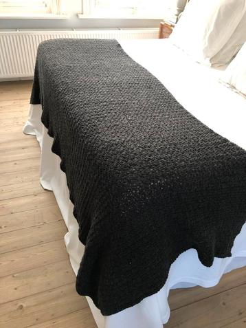 NIEUW ALPACA WOL DEKEN SPREI PLAID BEDLOPER OFFBLACK beschikbaar voor biedingen