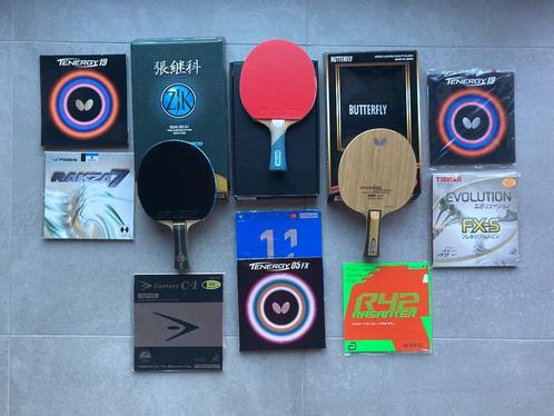 Tafeltennis - houtje - rubber - Butterfly, Tibhar, Andro, .., Sport en Fitness, Tafeltennis, Zo goed als nieuw, Net, Batje(s) of Balletje(s)