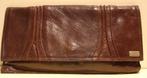 Vintage bruin leren clutch, pochette, avondtas 155, Ophalen of Verzenden, Zo goed als nieuw, Bruin, Avondtasje