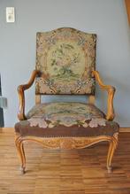 Imposante antieke stoel met petit point bekleding, Maison & Meubles, Fauteuils, Enlèvement, Tissus, Utilisé, Moins de 75 cm