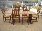 eiken tafel en 6 eiken stoelen, Huis en Inrichting, Tafels | Eettafels, Ophalen, Rustiek, Eikenhout, 50 tot 100 cm